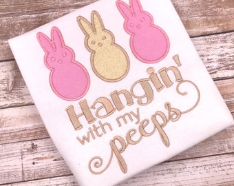 Easter Embroidery Hangin' With My Peeps 5x7 Appliqué design, Easter appliqué designs, Bunny applique designs, Machine embroidery designs