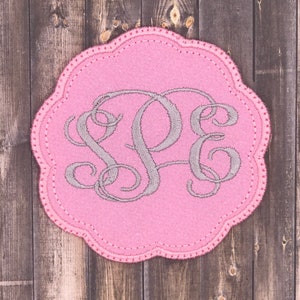 Scallop flower applique, Flower frame appliqué, patch, ith embroidery design,embroidery patch design, Scallop Circle applique, monogram