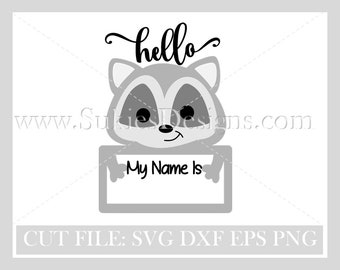 Racoon svg file, Hello my name is, Back to school svg, school svg files, school svg cut file, racoon svg,school svg files,name svg designs