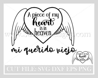 A piece of my heart is in heaven, in memory svg,angel wings svg, angel wings svg cricut,memorial svg files,lost loved one svg,svg files