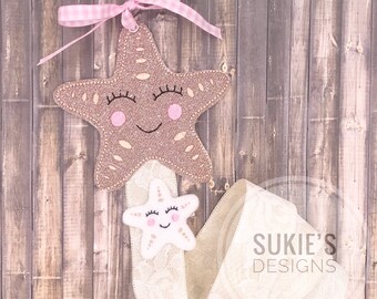 Starfish ITH bow holder embroidery files,ITH Felt Embroidery File,machine embroidery designs,machine embroidery designs in the hoop
