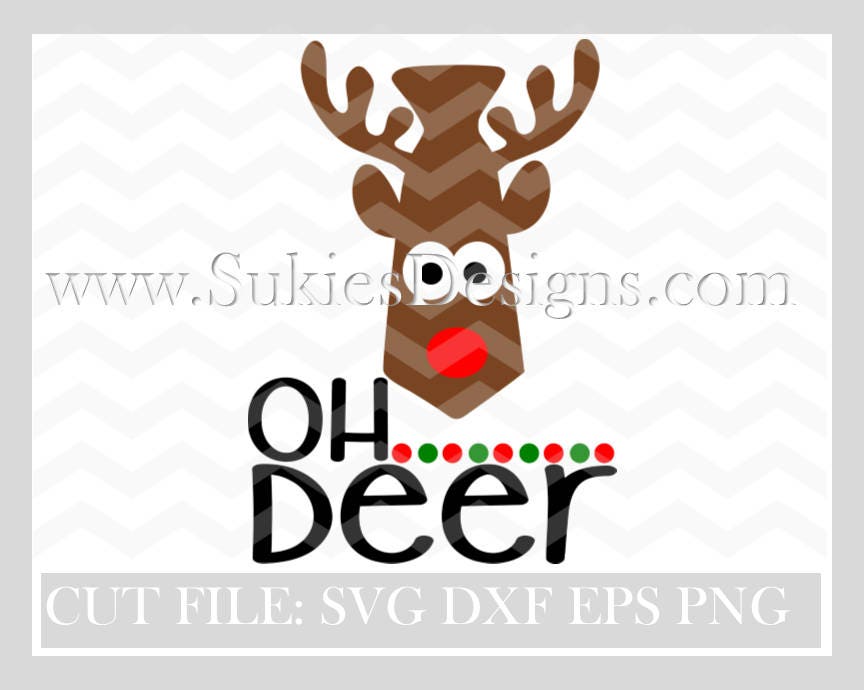 Oh Deer Christmas Reindeer Tie SVG DXF PNG Files for ...