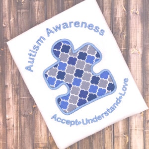 Autismo consapevolezza supporto 5x7 Appliqué progetti, macchina ricami, ricamo di autismo, autismo di sensibilizzazione, puzzle di autismo