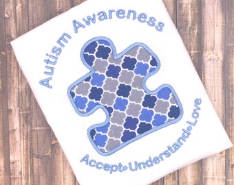 Autismus Bewusstsein Unterstützung 5 x 7 Applikation Entwürfe, Maschinenstickerei Designs, Stickmuster Autismus, Autismus, Autismus puzzle