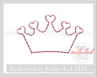 Princess Crown Feltie Machine Embroidery Design,crown embroidery design,crown ith design,feltie embroidery designs,feltie files, ITH designs