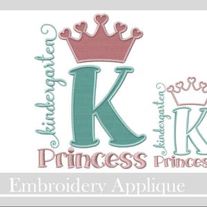 Pre- K Princess  Appliqué designs, Summer appliqué designs, school applique, school embroidery,Back to School Embroidery Design