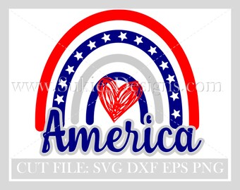 4th of July america Rainbow SVG, America Rainbow SVG, 4th of July Svg, Patriotic Rainbow, svg cut file, fourth of July svg, svg file,