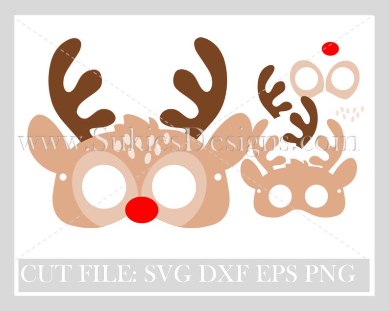 Reindeer Mask Christmas SVG Files Christmas Svg Merry Etsy