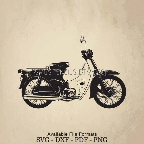 Svg Honda Super Cub Stencil Silhouette Studio Monogram Etsy