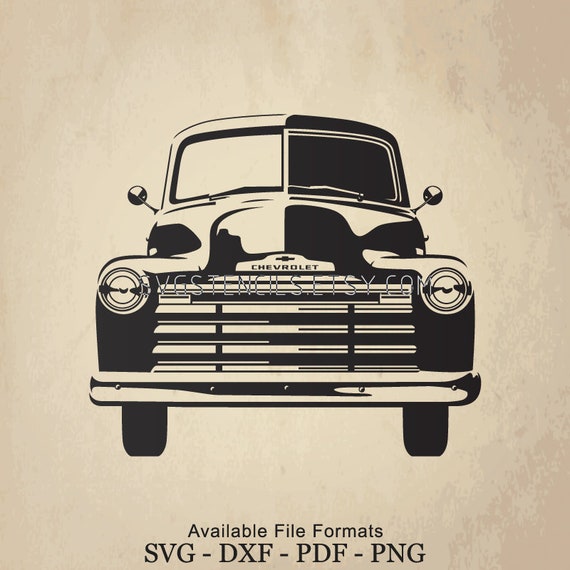 Svg Chevrolet Truck Front View Stencil Silhouette Studio Etsy