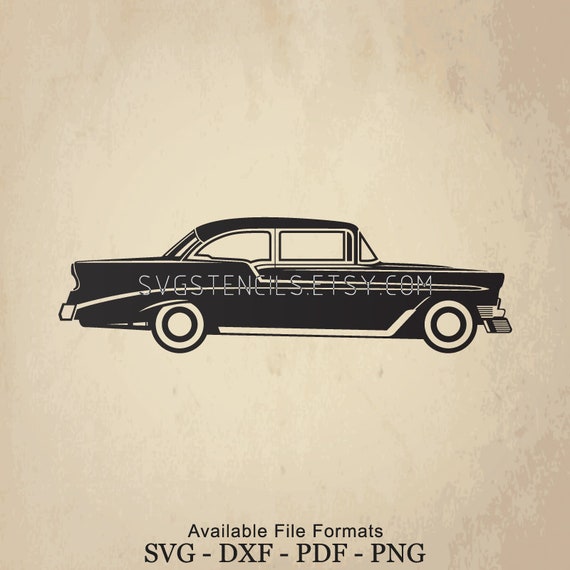 Download Svg Classic Car Chevrolet 1956 Silhouette Studio Monogram Black Vector Clip Art Images For Cut Files