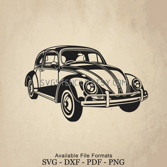 Svg Vintage Volks Wagen Car Silhouettes Monogram Black Etsy
