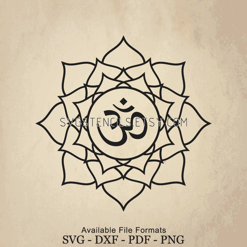 Download SVG Aum Mandala Lotus Flower Silhouettes Monogram Black | Etsy