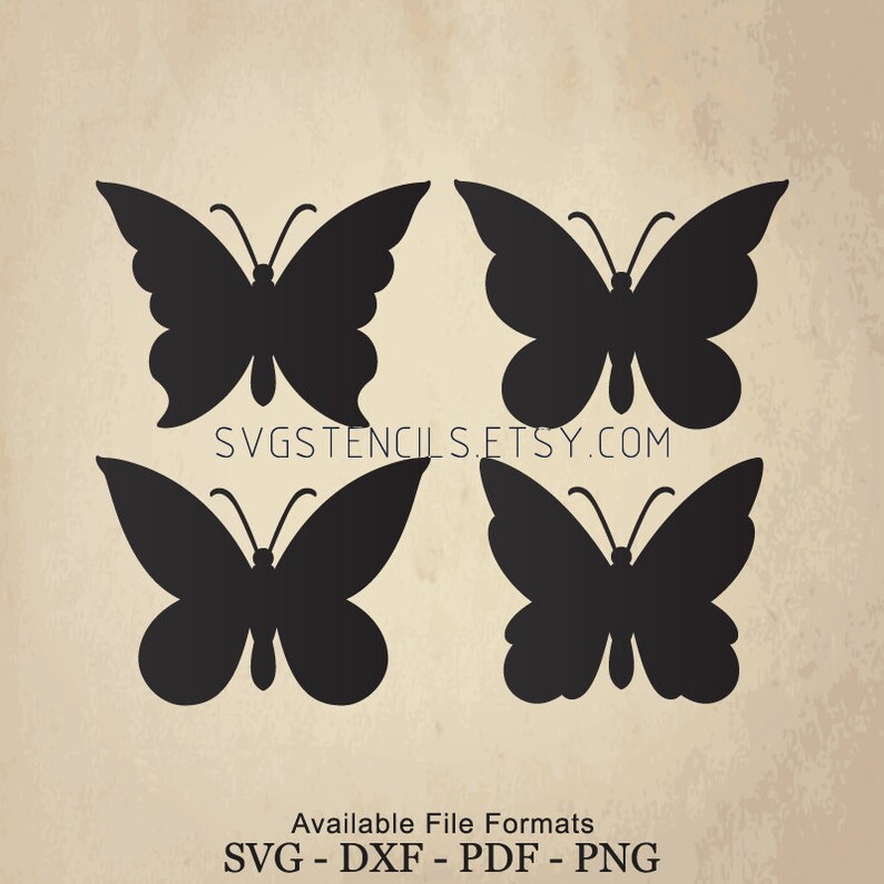 SVG Butterfly Stencil Silhouette Studio Monogram Black Etsy