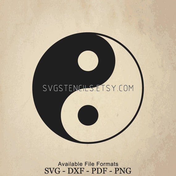 Svg Yin Yang Stencil Silhouette Studio Monogram Black Etsy