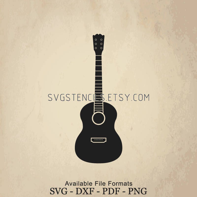Download SVG Classic Guitar Stencil Silhouette Studio Monogram | Etsy