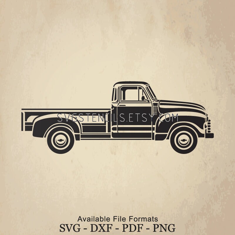 Download Svg Vintage Chevrolet Truck Side View Stencil Silhouette Etsy