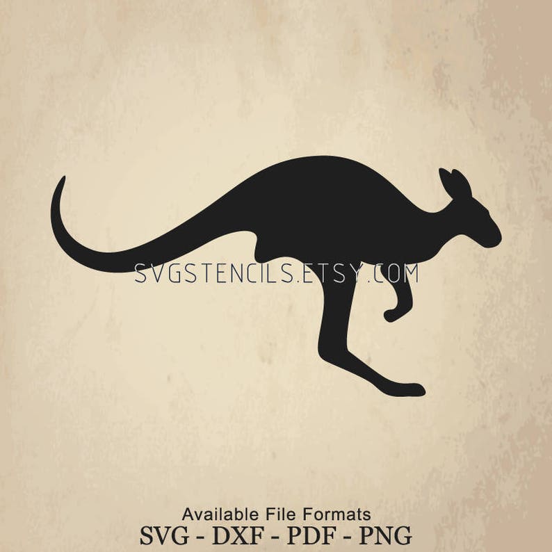 SVG Kangaroo Stencil Silhouette Studio Monogram Black | Etsy