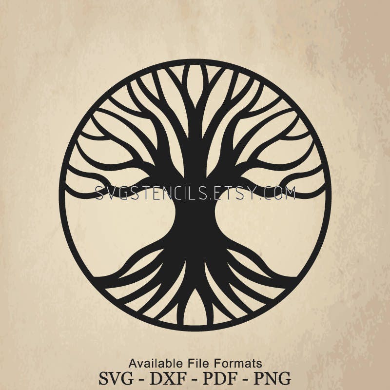 Download Svg Tree Of Life Stencil Silhouette Studio Monogram Etsy