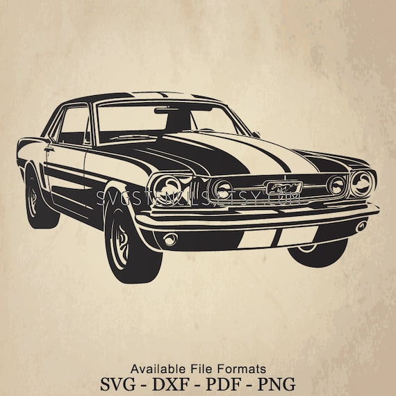 Download Svg Classic Sport Car Ford Mustang 1966 Silhouette Studio Etsy