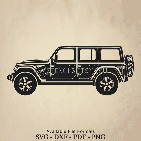 Download Svg Jeep Wrangler Rubicon Stencil Silhouette Studio Monogram Black Vector Clip Art Images For Cut Files
