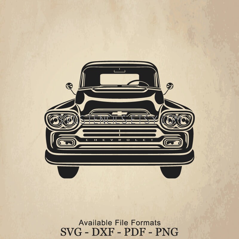Download Svg Chevy Apache 1958 Front View Stencil Silhouette Etsy
