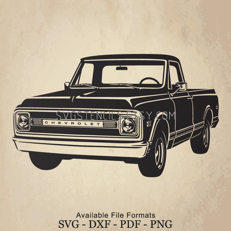 Download SVG Chevrolet Pickup C10 1970 Stencil Silhouette Studio | Etsy