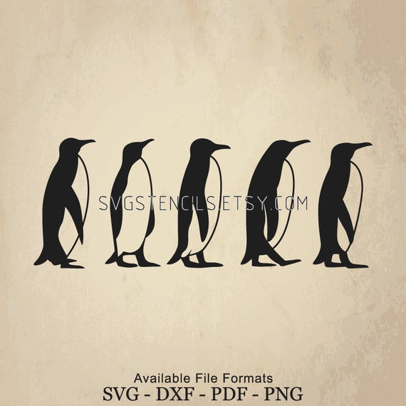 Svg Penguin Stencil Silhouette Studio Monogram Black Etsy