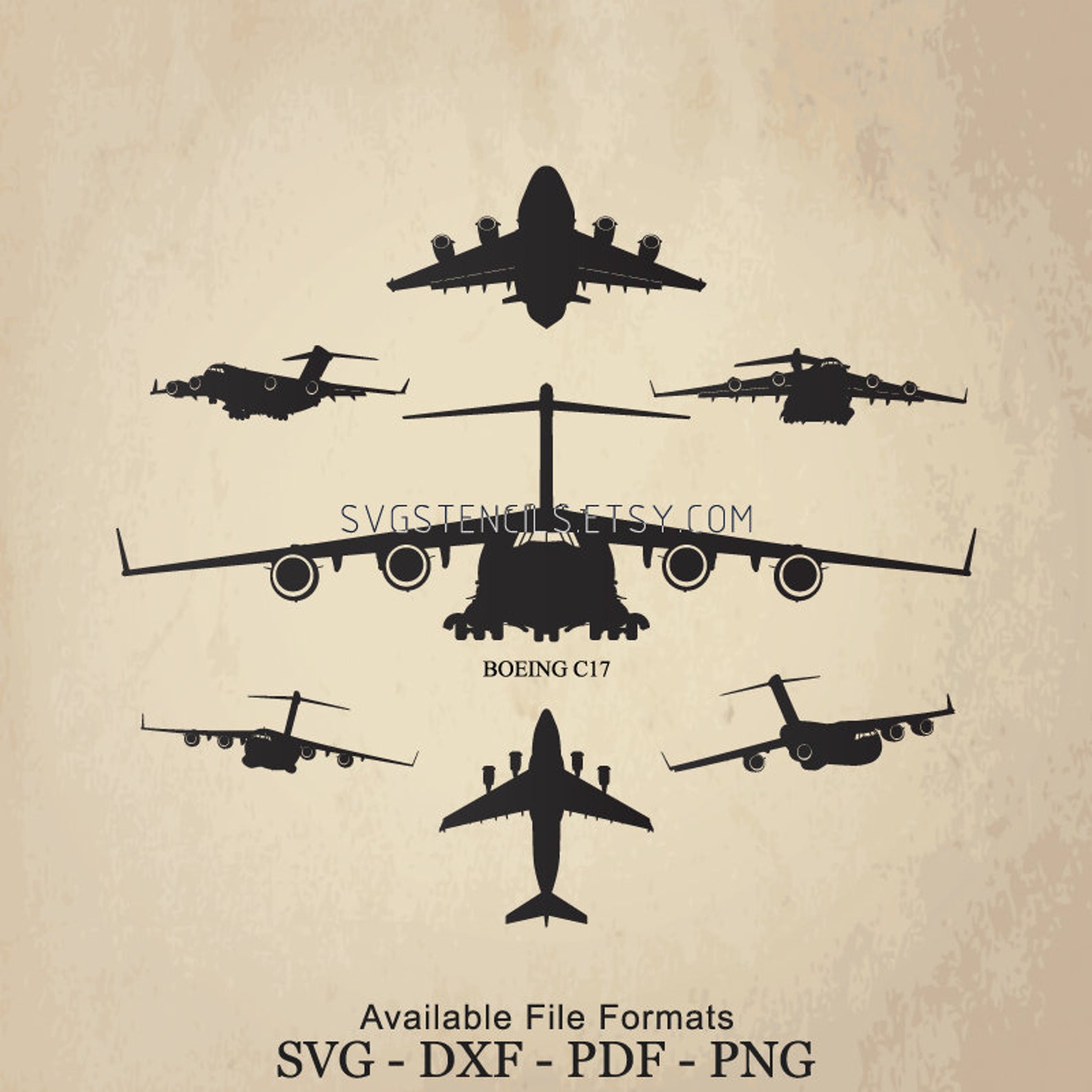 SVG Boeing C-17 Air Craft Stencil Silhouette Studio | Etsy