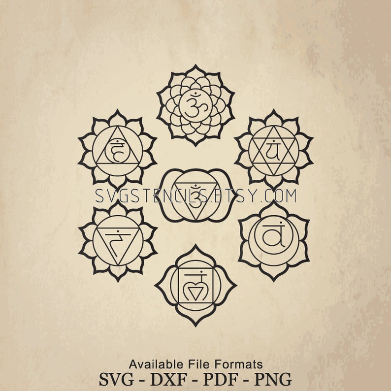 SVG Chakra Aura Symbols Stencil Silhouette Studio | Etsy
