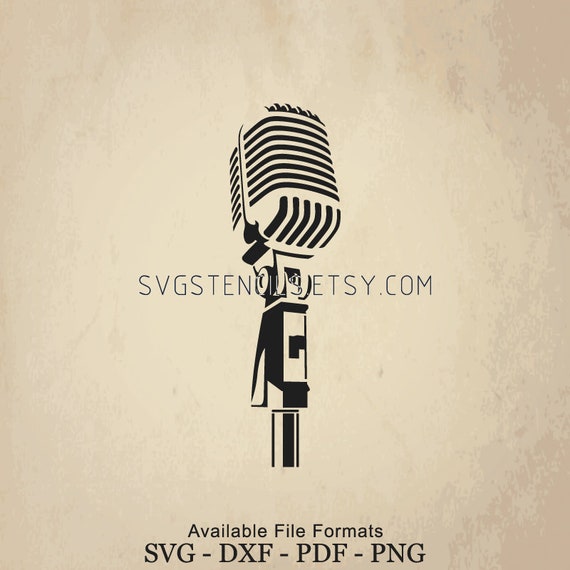 SVG Vintage Microphone Stencil Silhouette Studio | Etsy