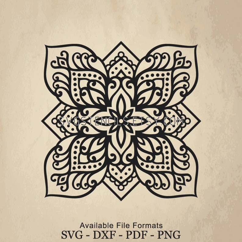Download SVG Square Mandala Stencil Silhouette Studio Monogram | Etsy