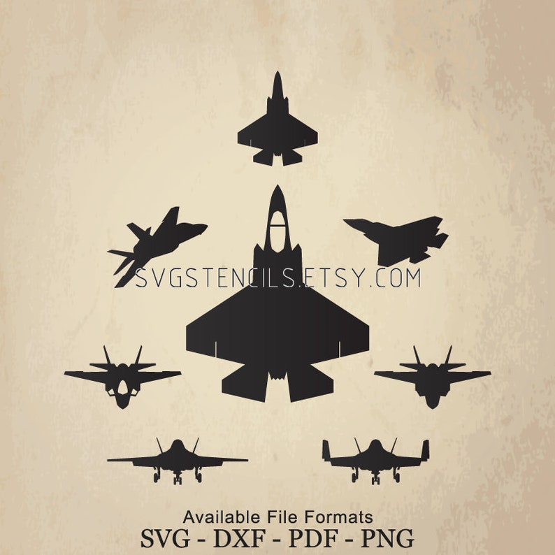 SVG F35C Jet Fighter Stencil Silhouette Studio Monogram Etsy