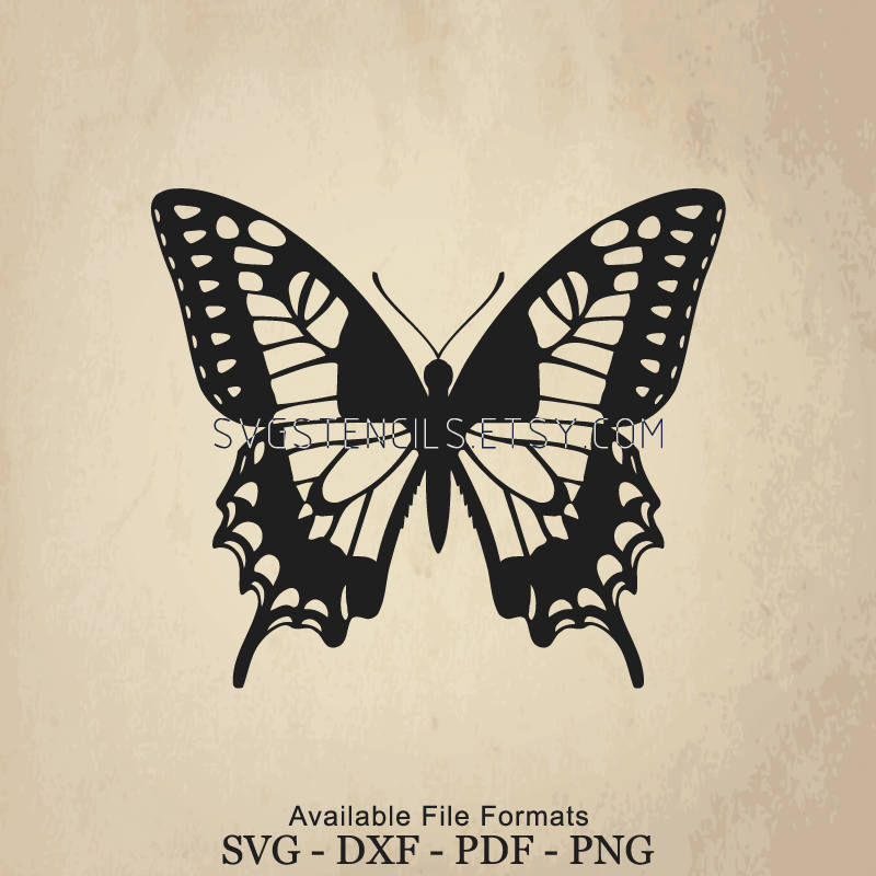 SVG Beautiful Butterfly Stencil Silhouette Studio Etsy