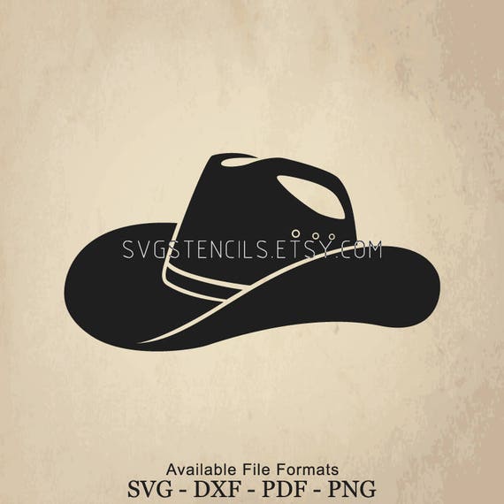 Svg The Cowboy Hat Stencil Silhouette Studio Monogram Etsy