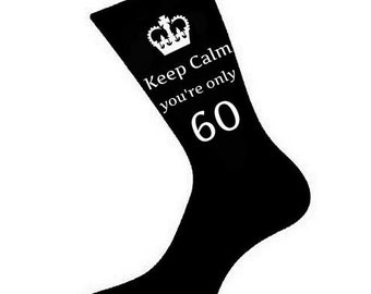 Mens Keep Calm You're Only 60 Socks. A fun & Unique 60th Birthday Gift Idea