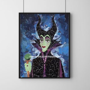 Maleficent, Mistress of all Evil, Maleficent Portrait, Sleeping Beauty, Evil Villain Art, Home Decor, Paper Art, Fine Art, Digital Download