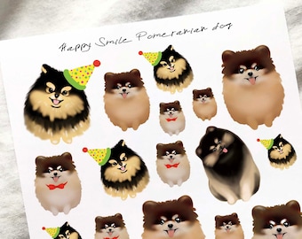Happy Smile Pomeranian dog stickers Black tan, Planner stickers, Planning Stickers, animal art, Dog Sticker, Dog painting, Pom Sticker