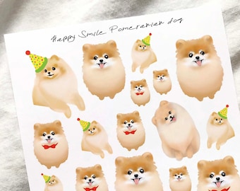 Happy Smile Pomeranian dog stickers Light Brown, Planner stickers, Planning Stickers, animal art, Dog Sticker, Dog painting, Pom Sticker