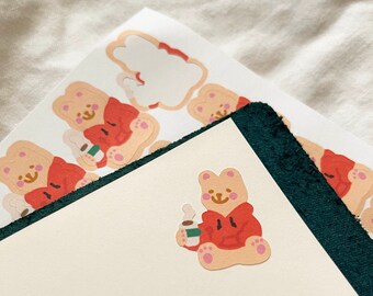 Coffee Break Time Bear Stickers / Coffee Sticker, Planner Stickers, Planner Decoration, Bujo Sticker