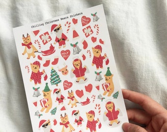 Christmas Bears Stickers, Christmas Sticker, Planner Sticker, Decor Stickers, Planning Stickers
