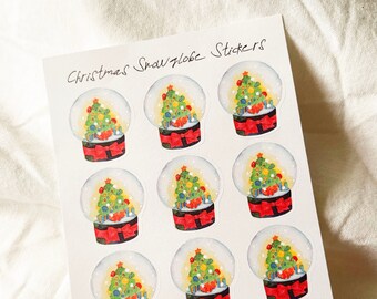 Christmas Snow globe Stickers , Watercolor Stickers, Planner Stickers