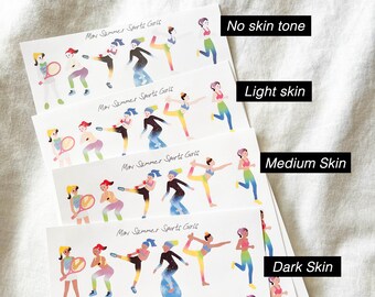 Mini adesivi per ragazze sportive estive / ragazze che si allenano, adesivi per bambole, decorazioni per planner, adesivi per pianificatore di fitness