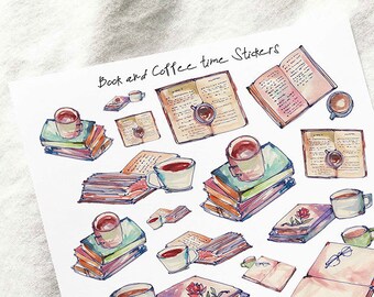 Book and Coffee time Stickers