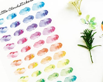 Rainbow Cloud, Colorful Cloud Sticker, Planning, Kawaii Stickers, Erin Condren, Kikki, Filofax, Scrapbook, Watercolor Cloud, Cloud Art
