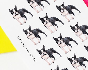 Boston Terrier Stickers, Planner Stickers, Weekly Sticker, Art, Erin Condren, Kawaii Puppies, Cute Dog Stickers