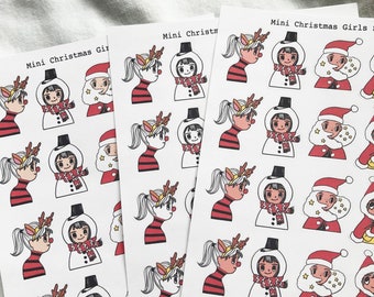 Mini Christmas Girls, Christmas Sticker, Planner Sticker, Decor Stickers, Planning Stickers, Holiday Stickers, Diary Stickers