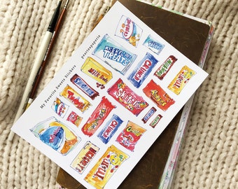 My Favorite Sweets Stickers, Snack Stickers, Chocolate Stickers , Planner Stickers, Sticker Art
