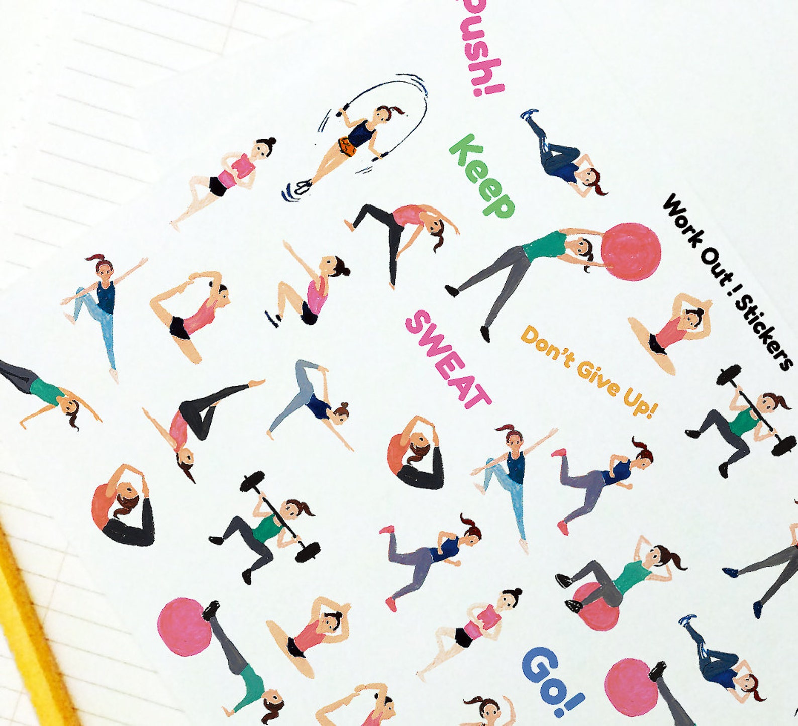 Work Out Series Stickers, Exercise Stickers, Fitness Stickers, Planner ...