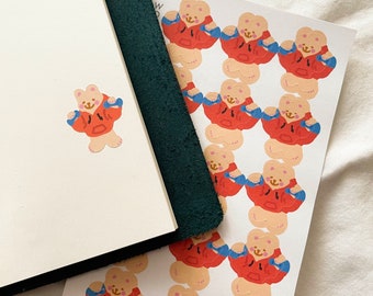 Work Out Bears Stickers / Exercise Sticker, Fitness Sticker, Dumbbell Sticker, Planner Stickers